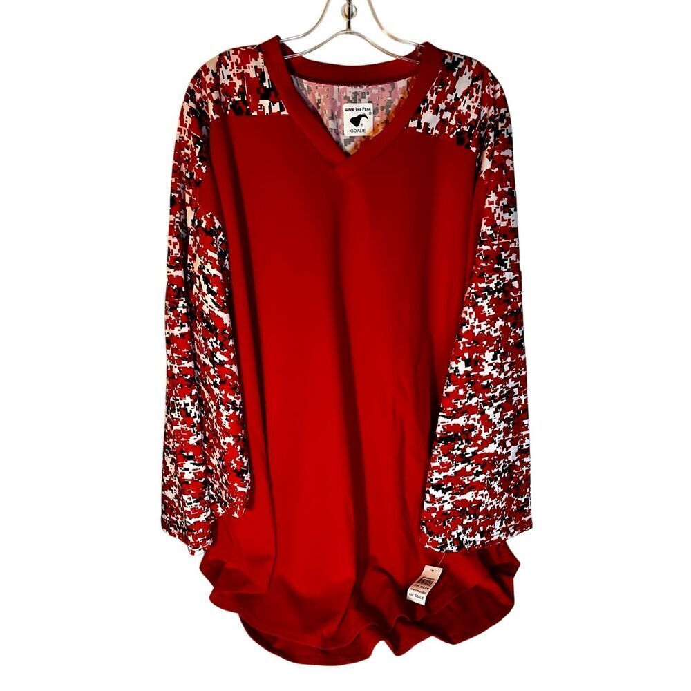 Wear The Pear Goalie Jersey In Red W Digital Camo Sleeves Size 3XLT